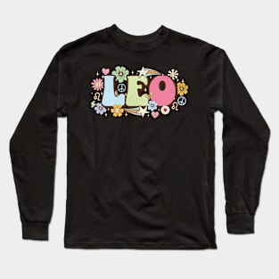 Retro Leo Zodiac Sign astrology July August Birthday Leo Long Sleeve T-Shirt